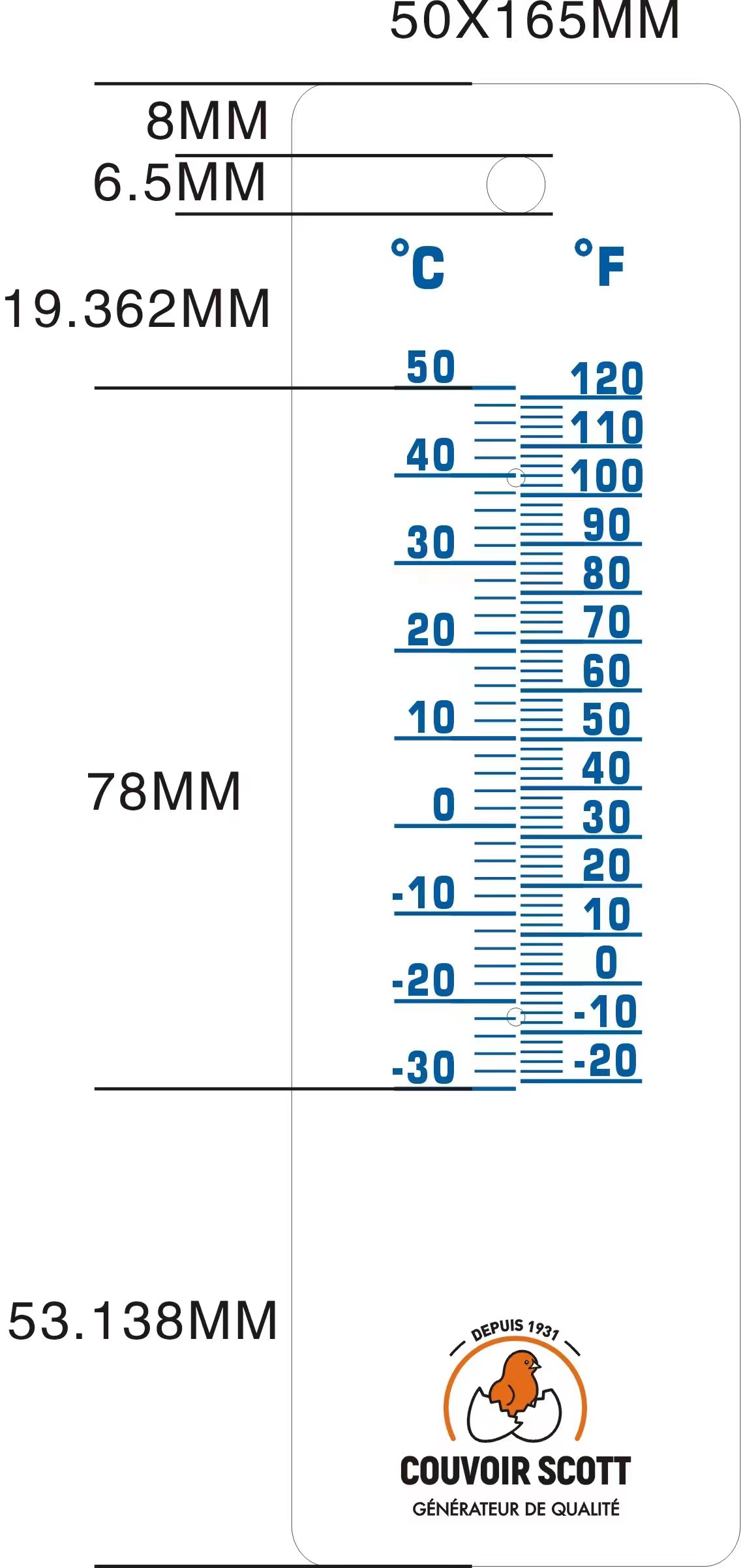 VCA1388 Plastic PVC Board Brewing Thermometer
