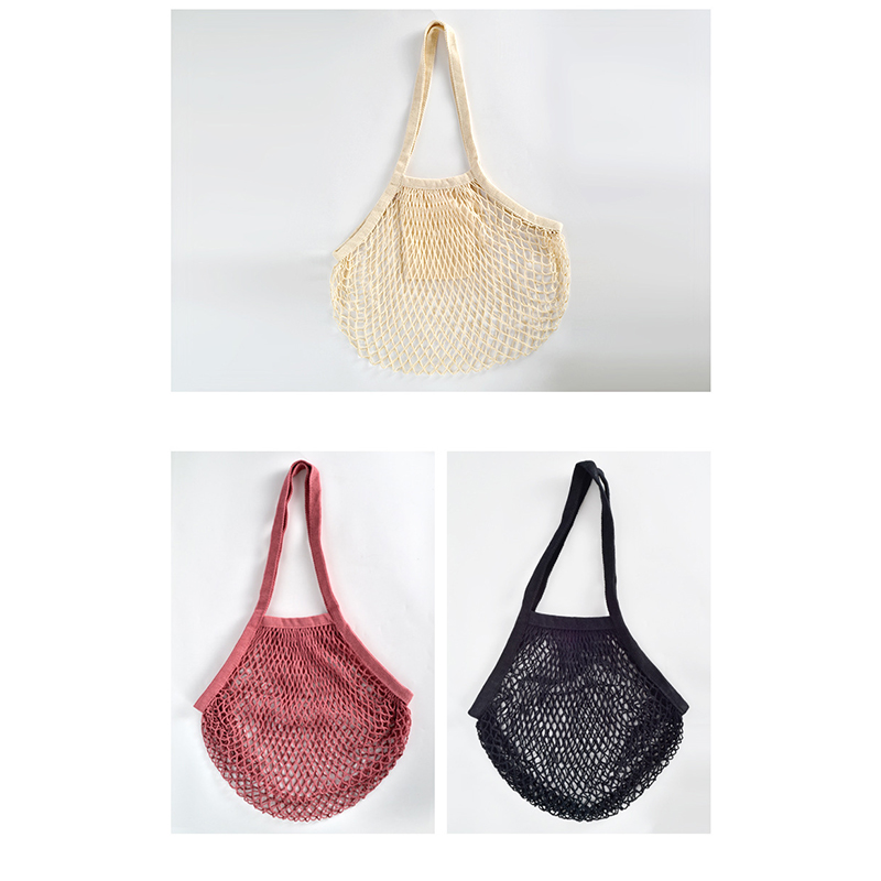 VCA1389 Vegetable Kitchen Cotton Net Bag w/Long Handle String & Pocket