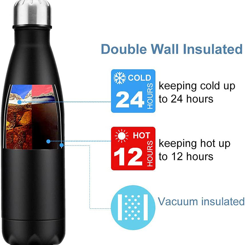 VCA1392 17Oz Matt Stainless Steel Vacuum Insulated Water Bottle 
