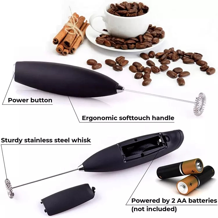 VCA1401 Handheld Battery Operated Electric Milk Frother w/Metal Stand