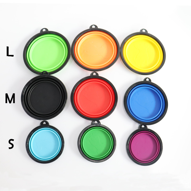 VC7162 Silicone Portable Foldable Dogs Food Bowls w/ Carabiner Clip