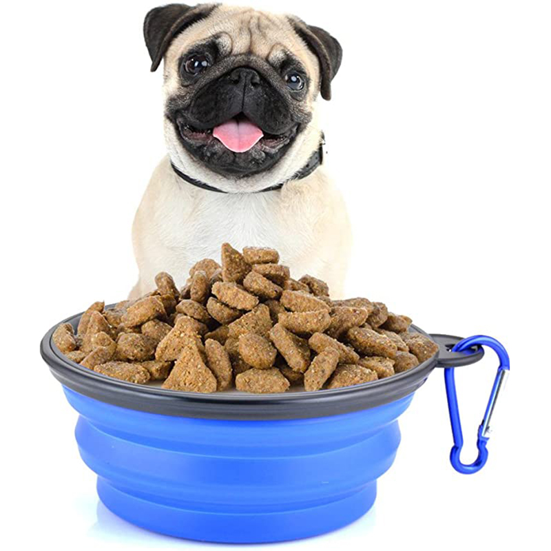 VC7162 Silicone Portable Foldable Dogs Food Bowls w/ Carabiner Clip